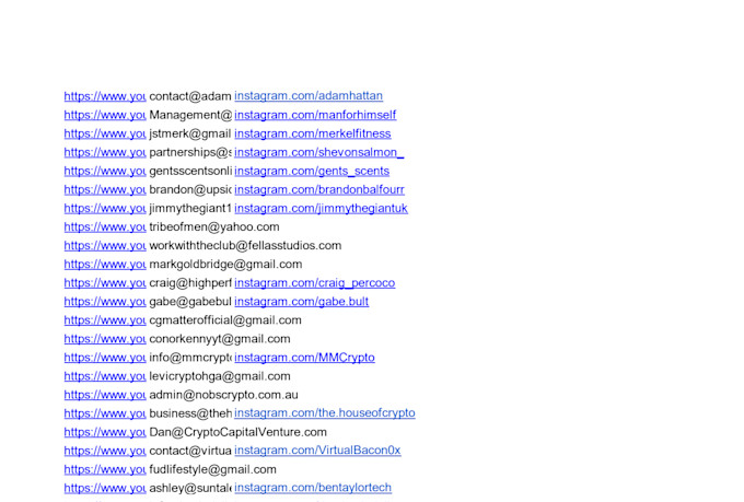find email lists, excel or web data entry, mining, scraping, address